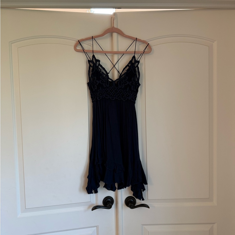 Stylish Navy Blue Lace Dress